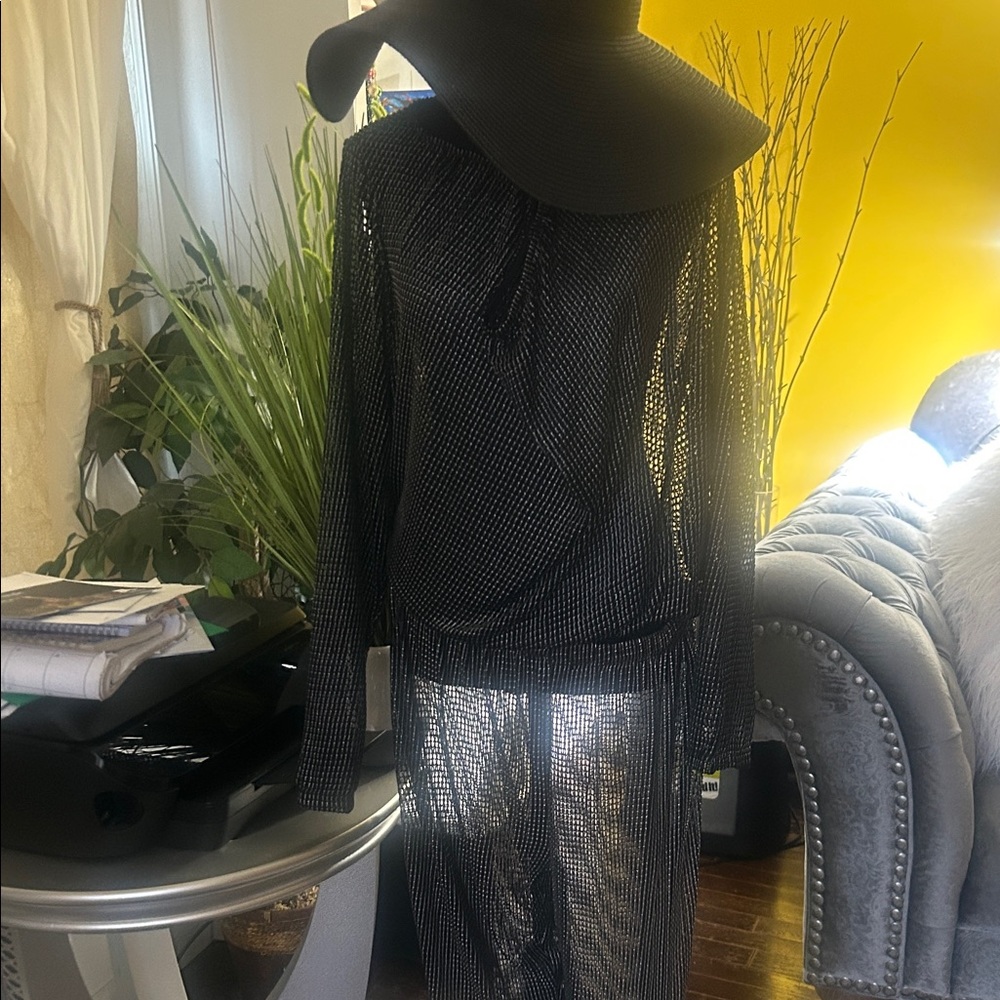 Fashion Nova Black Mesh Swim Coverup